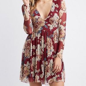 Charlotte Russe floral mesh skater dress